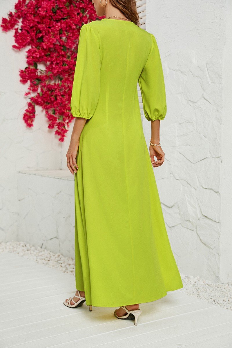 WOMEN 3/4 SLEEVE COZY MAXI SHIRTS DRESS