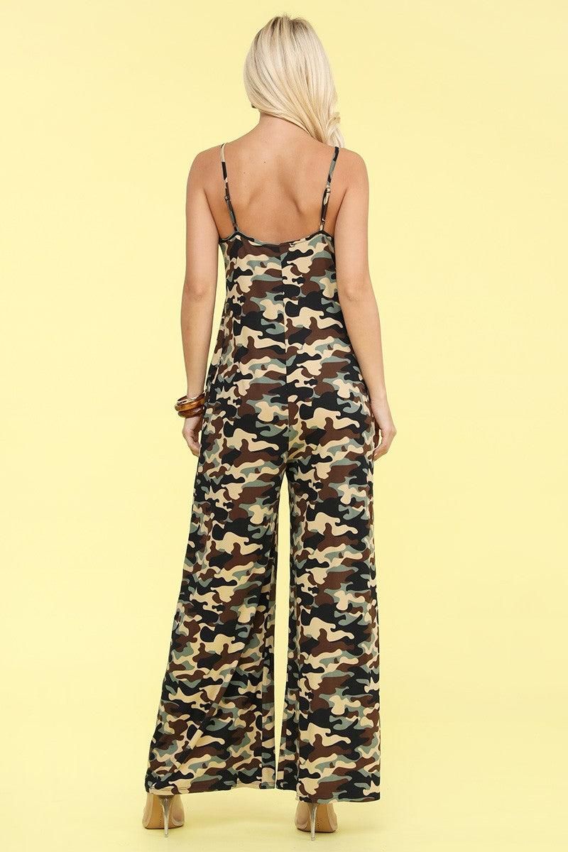 LOOSE FIT SPAGHETTI STRAP POCKET JUMPSUIT - Doublju