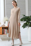 SOFT AND WARM ROUND NECK SWEATER KNIT TUNIC DRESS - Doublju