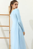 R NECK LOOSE FIT MAXI DRESS WITH SIDE POCKETS - Doublju