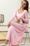R NECK LOOSE FIT MAXI DRESS WITH SIDE POCKETS - Doublju