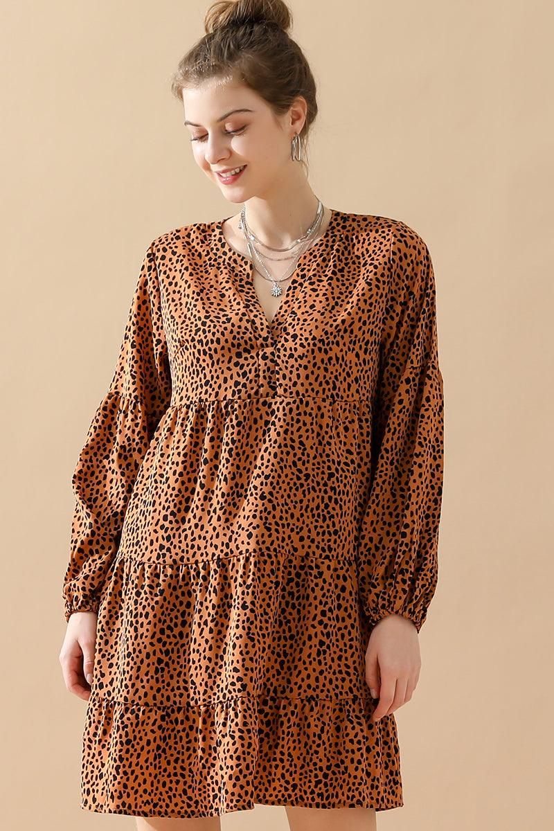 LEOPARD MIDI DRESS - Doublju