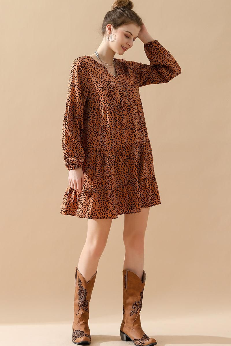 LEOPARD MIDI DRESS - Doublju