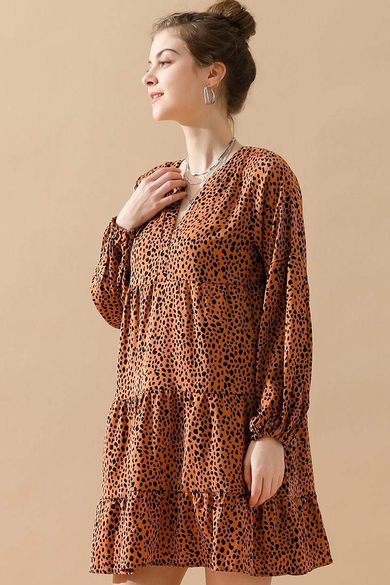 LEOPARD MIDI DRESS - Doublju