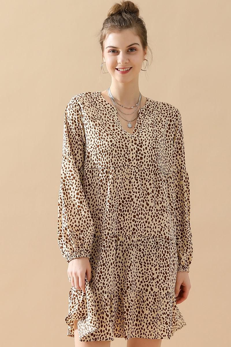 LEOPARD MIDI DRESS - Doublju