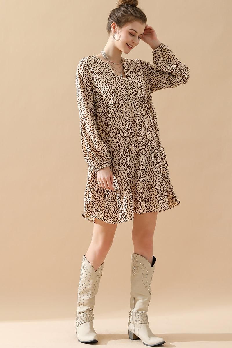 LEOPARD MIDI DRESS - Doublju