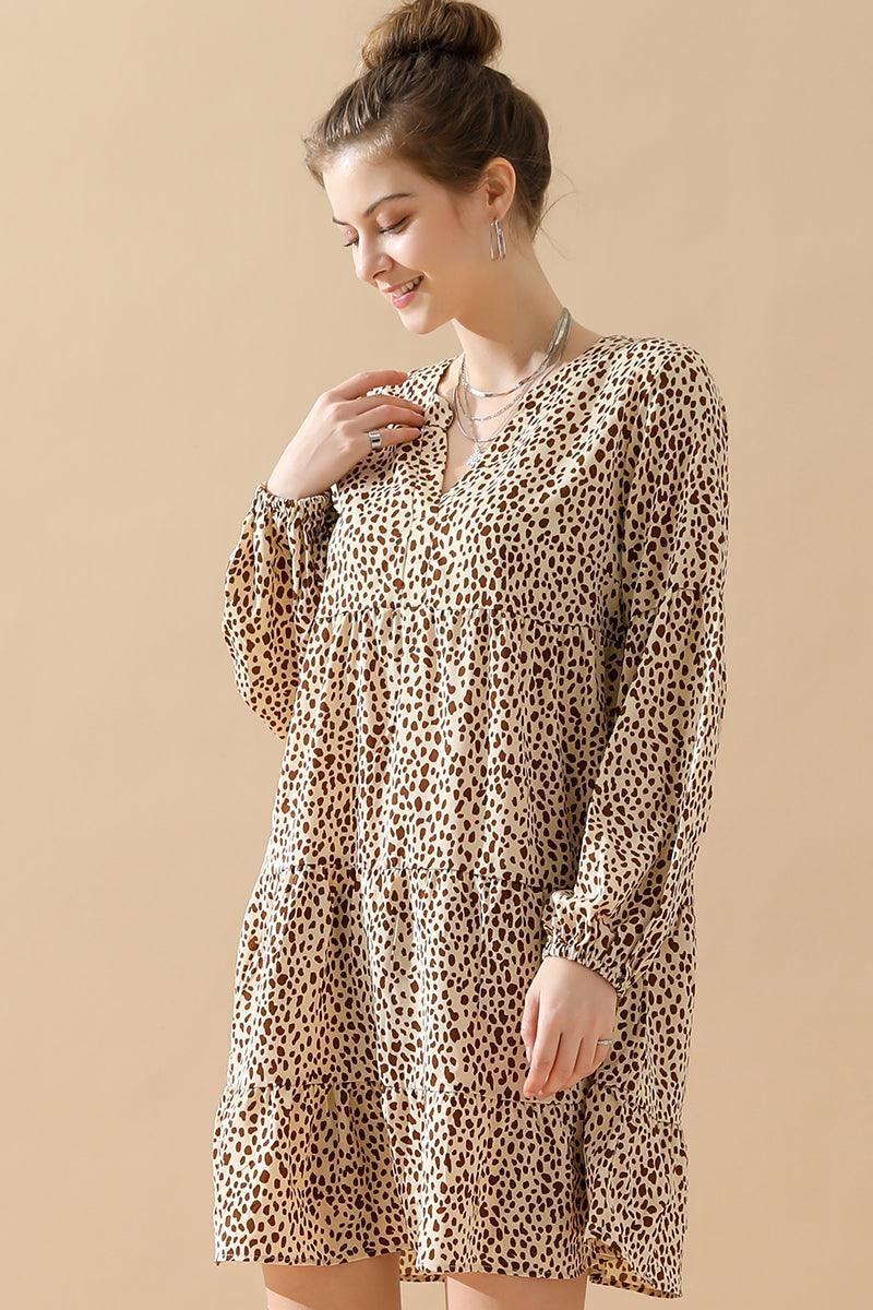 LEOPARD MIDI DRESS - Doublju