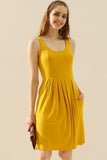 CASUAL SLEEVELESS PLEATED POCKETS DRESSES - Doublju