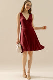 DEEP V NECK SLEEVELESS SWING FLOUNCE DRESSES - Doublju