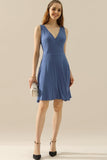 DEEP V NECK SLEEVELESS SWING FLOUNCE DRESSES - Doublju