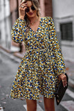 FLORAL PRINTING V NECK CASUAL DRESS - Doublju