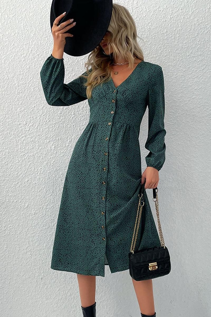 LONG SLEEVE BUTTON DOWN SHIRT DRESS - Doublju