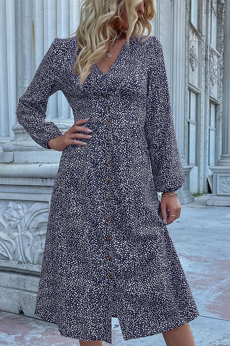 LONG SLEEVE BUTTON DOWN SHIRT DRESS - Doublju