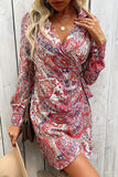 NEW MULTI PRINTING WRAP STYLE CASUAL DRESS - Doublju