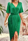 ELEGANT SLIM FIT WRINKLED KNIT DRESS - Doublju