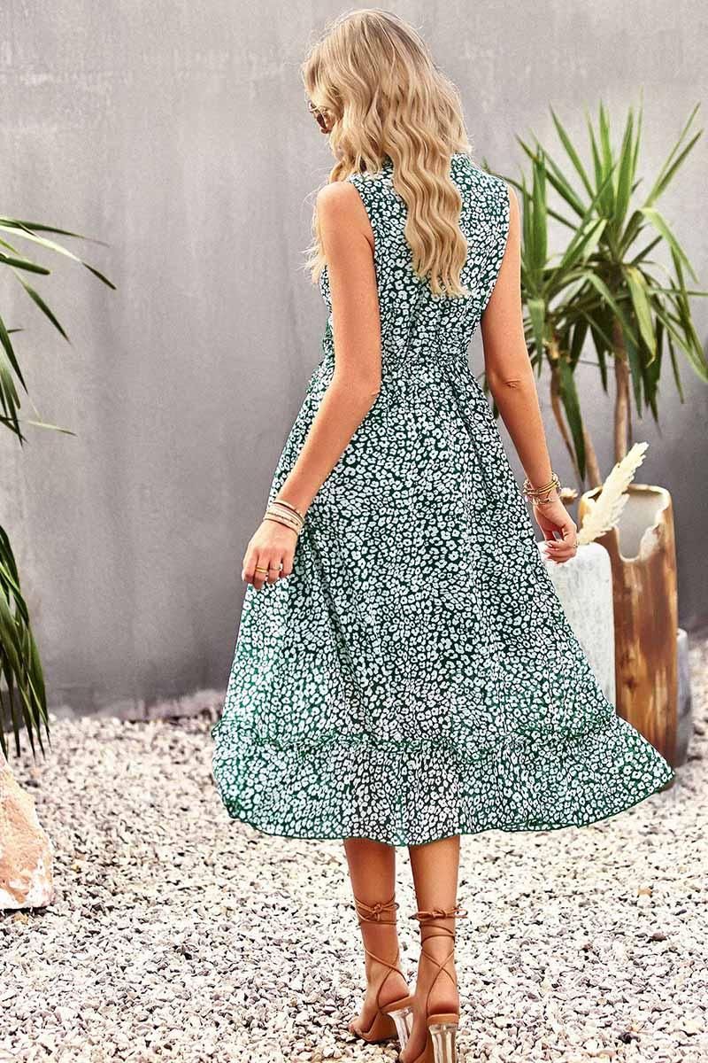 SLEEVELESS LACED V NECK CASUAL DRESS - Doublju