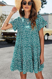 MULTI PATTERNED RUFFLE SLEEVE MIDI DRESS - Doublju