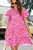 MULTI PATTERNED RUFFLE SLEEVE MIDI DRESS - Doublju