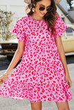 MULTI PATTERNED RUFFLE SLEEVE MIDI DRESS - Doublju