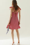 FLORAL SQURE NECK CAP SHOULDER SHORT DRESS - Doublju
