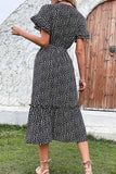 LEOPARD PATTERN SLIT LONG DRESS - Doublju