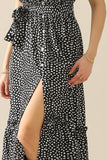 LEOPARD PATTERN SLIT LONG DRESS - Doublju