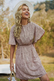 WIDE SLEEVE POLKA DOT FLARE SHORT DRESS - Doublju