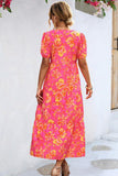 FLORAL PRINTING WOMEN SLIT DRESS - Doublju