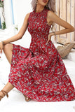 WOMEN FLORAL PRINTING SLEEVELESS MID DRESS - Doublju