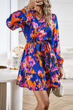 V NECK PRINTED WEAR BELT SHIRT DRESS - Doublju