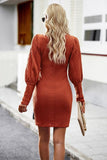 KNITTED SLIM WRAP HIP SHORT DRESS - Doublju