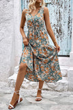 WOMEN FLORAL SLEEVELESS TIERED DRESS - Doublju