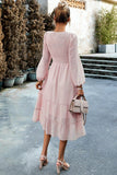 WOMEN SMOCKED TIERED LONG LENGTH FALL FLOWY DRESS