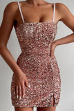 WOMEN SPAGHETTI STRAP SEQUIN MINI PART DRESS