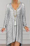 WOMEN LOOSE FIT LONG SLEEVE SEQUIN PARTY DRESS