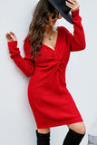 WOMEN MID LENGTH TWIST TIED FRONT KNIT DRESS