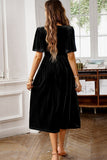 WOMEN SEXY V NECK SHORT SLEEVE SLIM PARTY DRESS