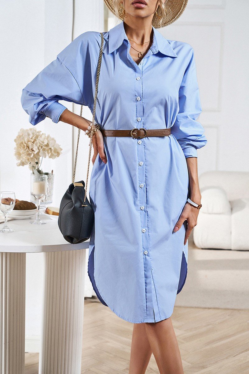 WOMEN CASUAL BUTTON DOWN COLLARED SHIRTS DRESS