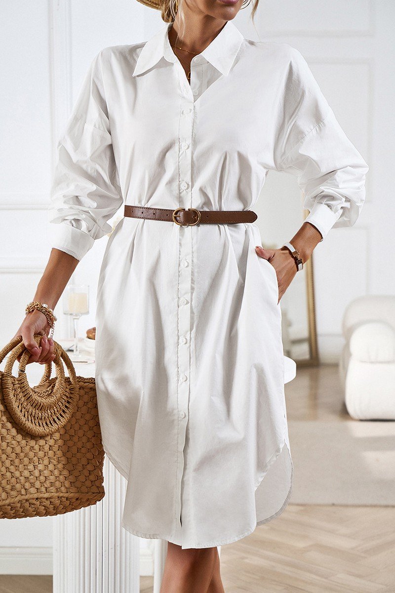 WOMEN CASUAL BUTTON DOWN COLLARED SHIRTS DRESS