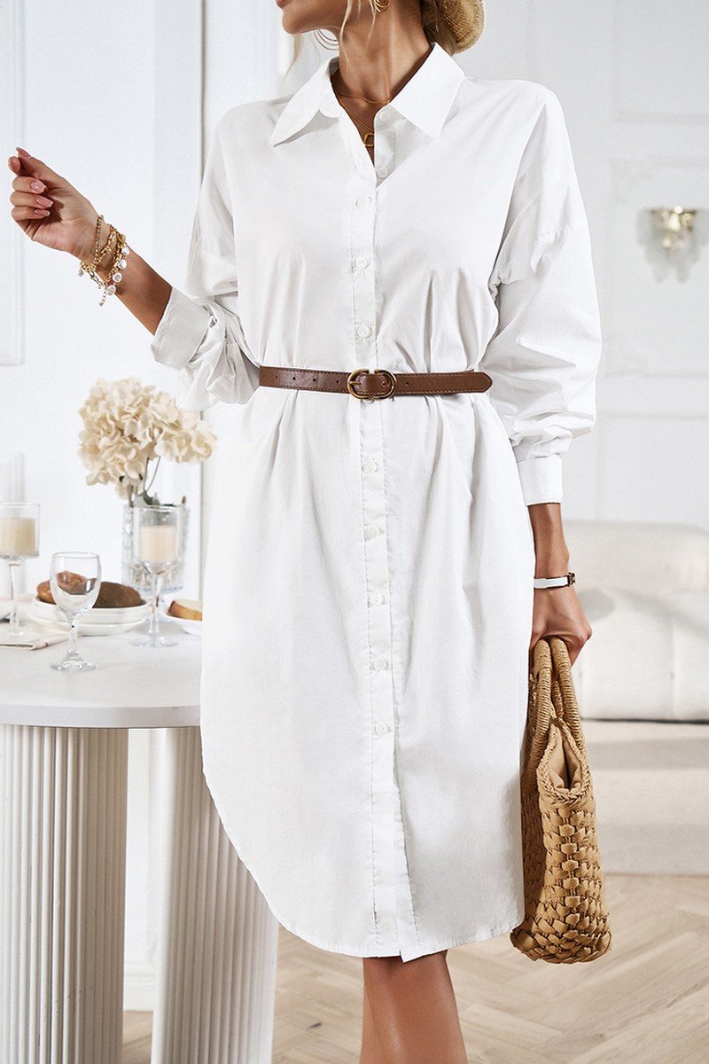 WOMEN CASUAL BUTTON DOWN COLLARED SHIRTS DRESS