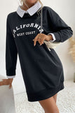 WOMEN CALIFORNIA LETTERING LONG SLEEVE MINI DRESS