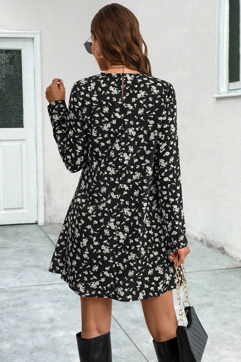 WOMEN SHORT LENGTH FLORAL PRINT CASUAL DRESS