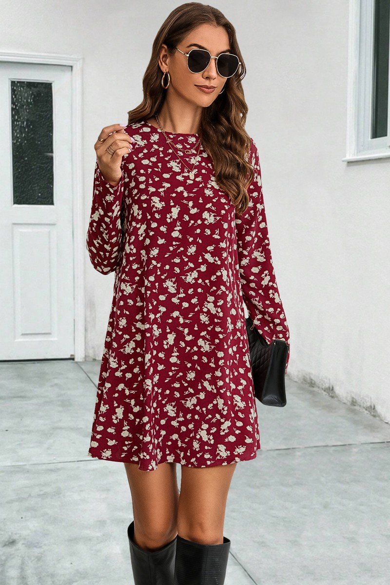 WOMEN SHORT LENGTH FLORAL PRINT CASUAL DRESS