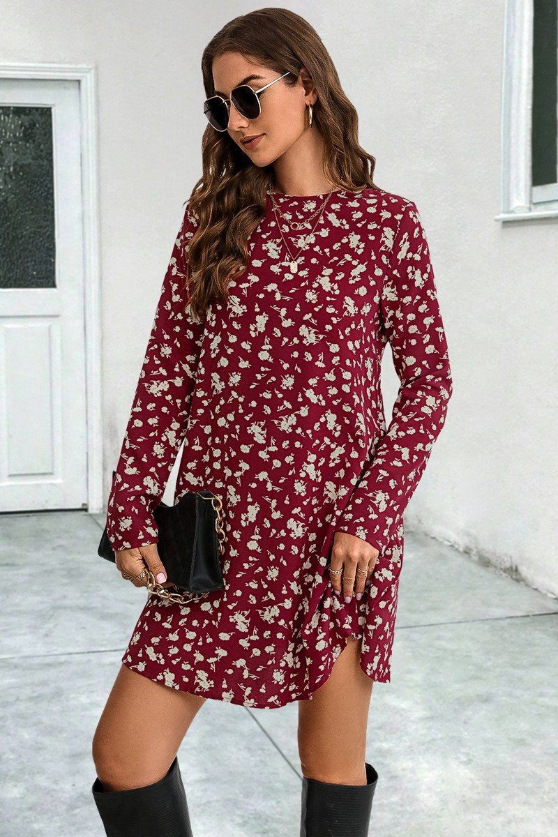 WOMEN SHORT LENGTH FLORAL PRINT CASUAL DRESS