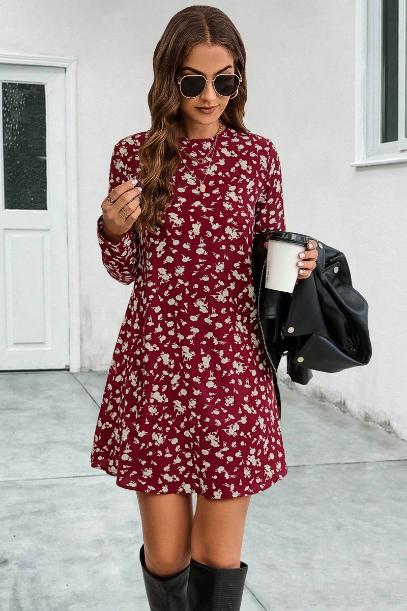 WOMEN SHORT LENGTH FLORAL PRINT CASUAL DRESS