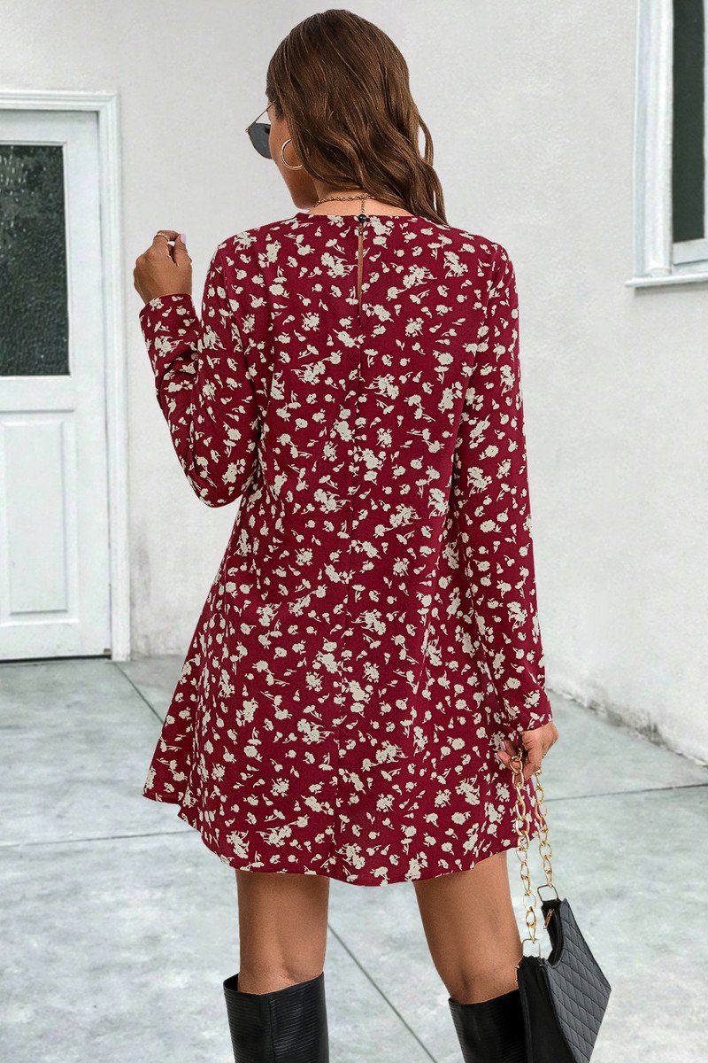 WOMEN SHORT LENGTH FLORAL PRINT CASUAL DRESS