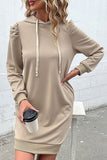 WOMEN LONG CAPE SLEEVE HOODED CASUAL DRESS