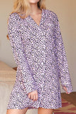 LONG SLEEVE COLLAR DETAILED PAJAMA DRESS