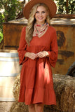 V NECK 3 TIERED RUFFLE DRESS WITH RUFFLE SLEEVE - Doublju