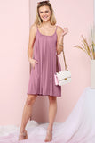 WOMEN'S FRONT PLEATS DRESS WITH SIDE POCKET